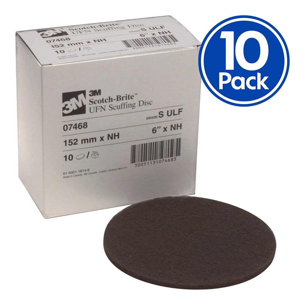 3M 07468 Scotch-Brite Scuffing Disc Ultra Fine 6" 150mm x NH x 10 Pack Box
