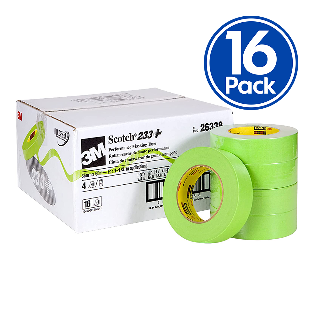 3M 233+ Scotch Performance Automotive Masking Tape 36mm x 50m x 16 Rolls Box