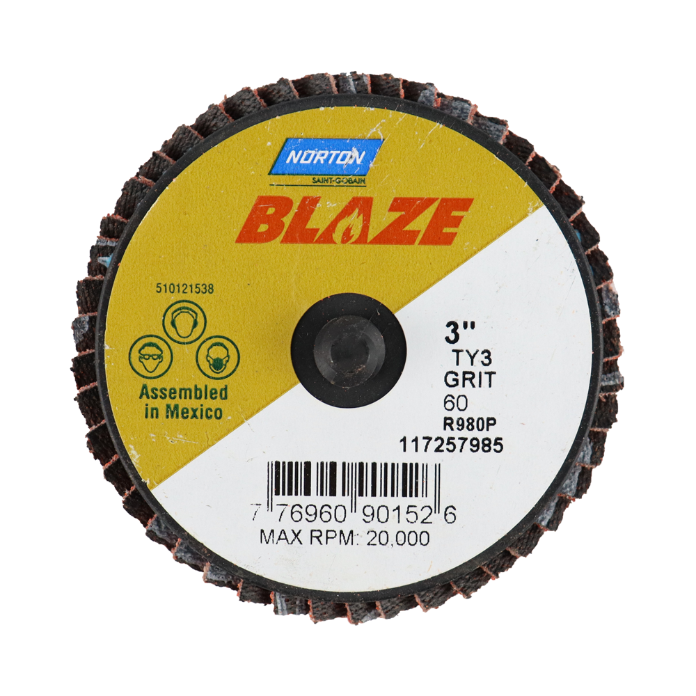 Norton Blaze R980P Quick Change TR Mini Flap 50mm 60 Grit 10 Discs
