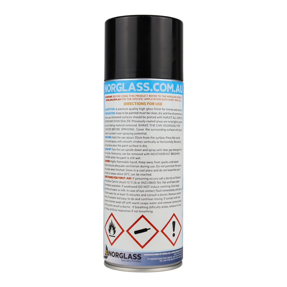 Norglass Marine Weatherfast Black Premium Enamel Aerosol 300g High Gloss 3 Pack