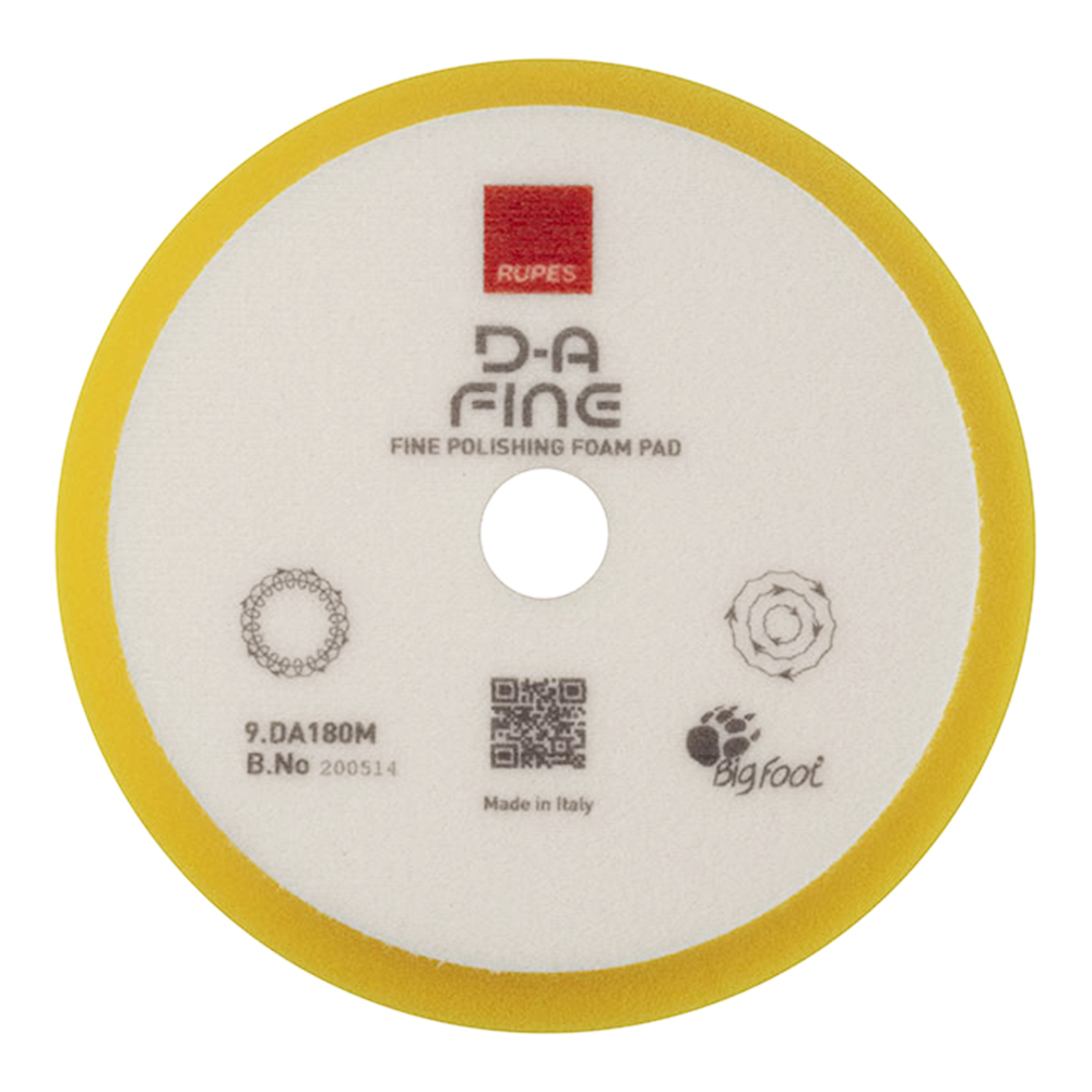 RUPES Bigfoot 150/180mm Fine Yellow Hook & Loop Polishing Pad 9.DA180M