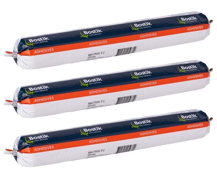 BOSTIK Matrix FC Polyurethane Adhesive Sealant White Sausage 720g x 3 Pack
