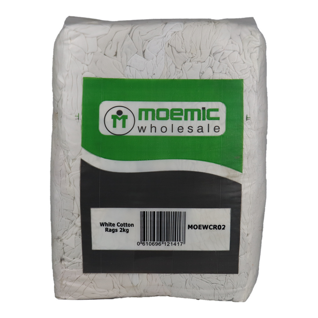 Moemic White Cotten Rags 2kg Cleaning Staining Multipurpose Bulk