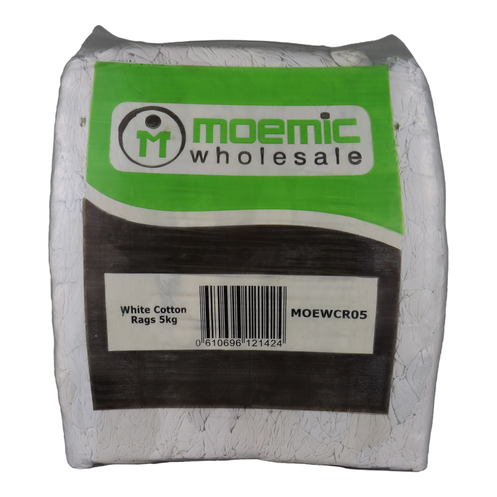 Moemic White Cotten Rags 5kg Cleaning Staining Multipurpose Bulk