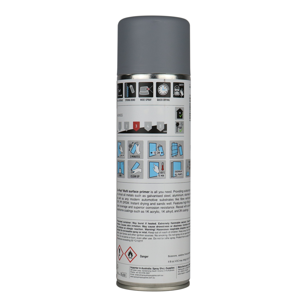 CAR-REP Automotive Multi Primer 500ml Grey Aerosol Metal Aluminium Plastic