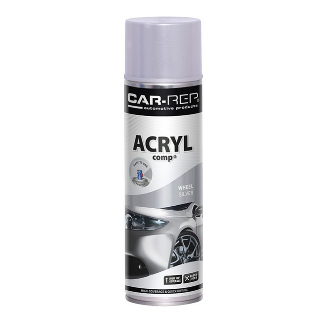 CAR-REP Professional Automotive Acrylic Spray Paint 500ml Wheel Silver Aerosol