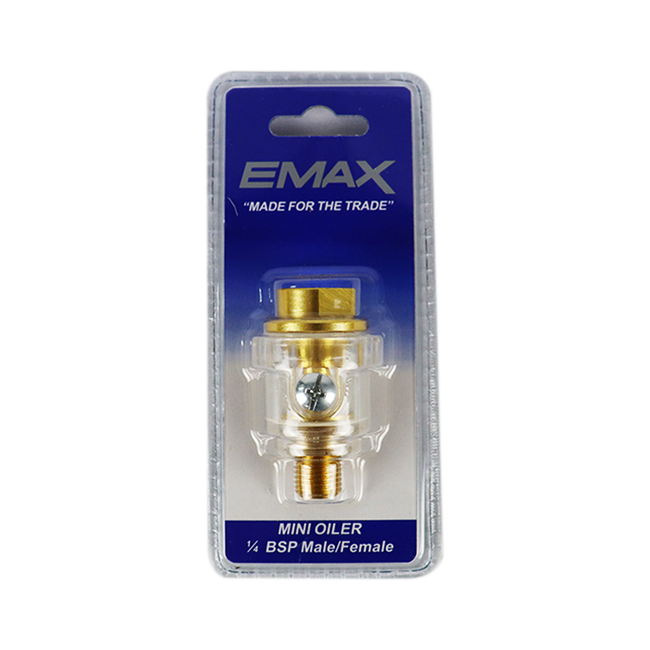 EMAX Mini Oiler 1/4" BSP Male / Female Threads Consistently Lubricates Air Tools