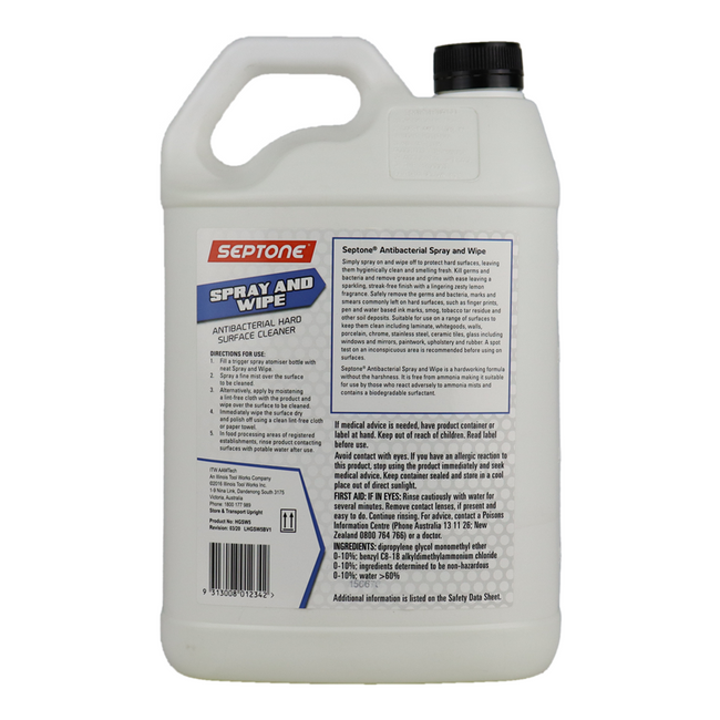 SEPTONE Spray & Wipe Antibacterial Citrus Surface Cleaner 5L Biodegradable