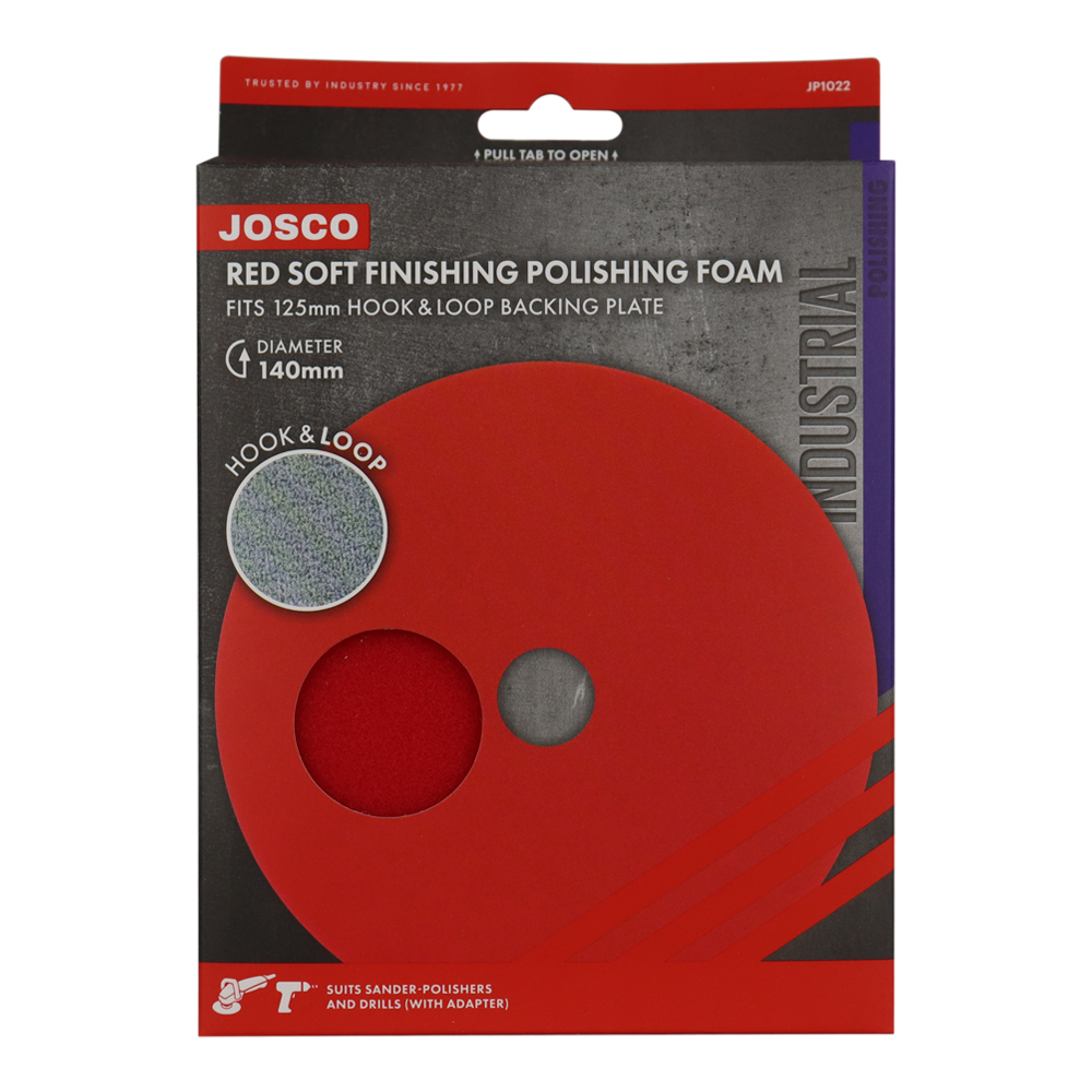 JOSCO Red Soft Finishing Polishing Foam Pad 140mm Hook & Loop Industrial JP1022