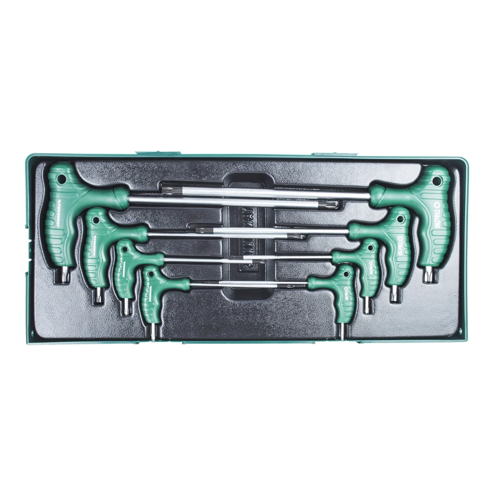 JONNESWAY Two Way Star & Tamper Proof Key 8 Piece Set Ergonomic T Grip Handle Tools