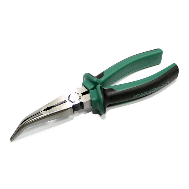 JONNESWAY Bent Long Nose Pliers With Side Cutter 8" Non Slip Grip High Quality Tools
