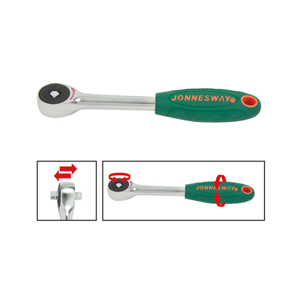 JONNESWAY Anti Slip Ratchet 9" 1/2 Drive 60T Rotating Function Non Slip Handle Tools