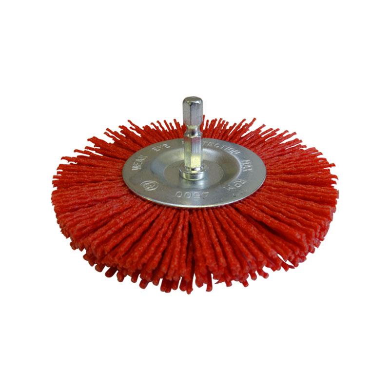 Josco 100mm Abrasive Nylon Wheel Brush Red JAW100R Plastic Wood Steel Aluminium