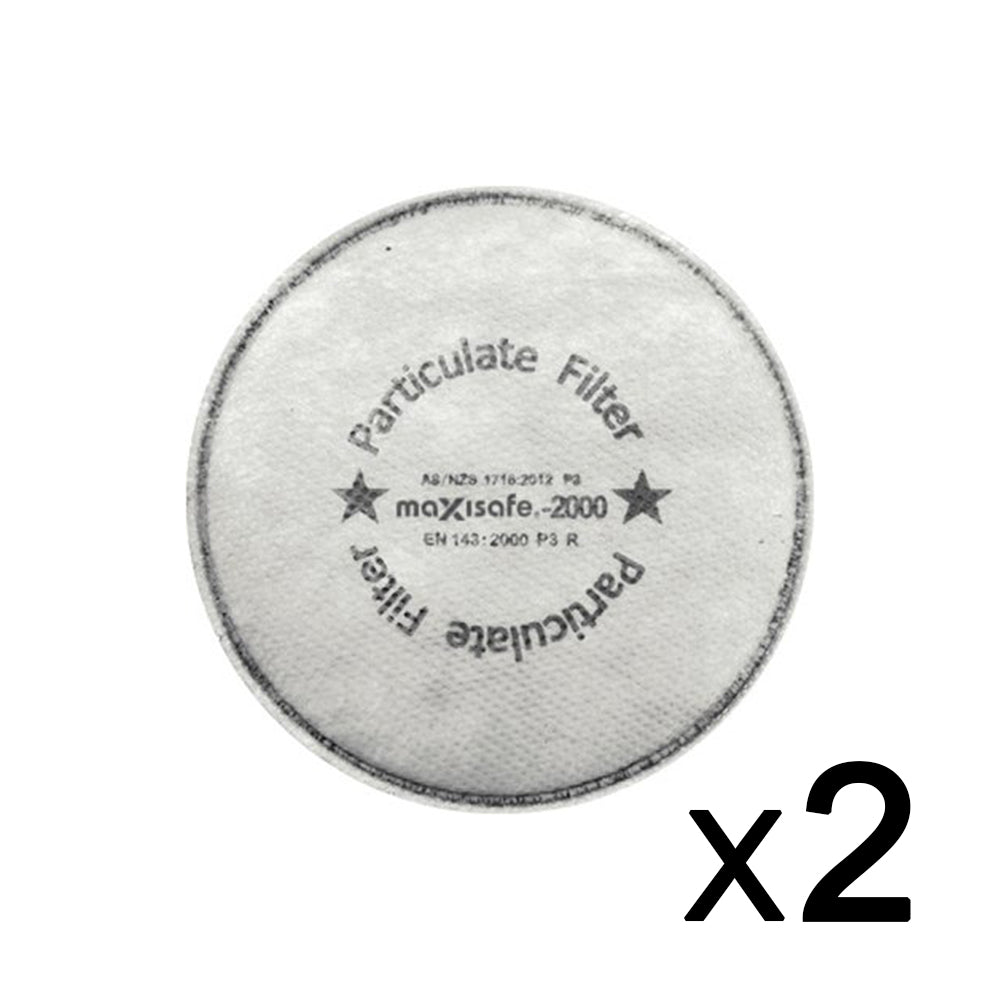 Maxisafe Maxiguard P3 Carbon Particulate Filter Pack of 2 R2000-P3C Suit 3M 6000 & 7000