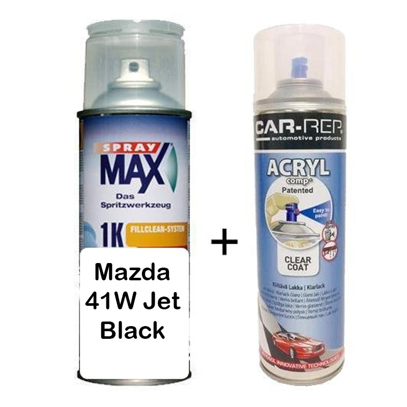 Auto Touch Up Paint Mazda 41W Jet Black 1k Clear Coat & Primer