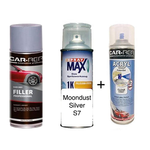 Auto Touch Up Paint Moondust Silver S7 1k Plus 1k Clear Coat & Primer