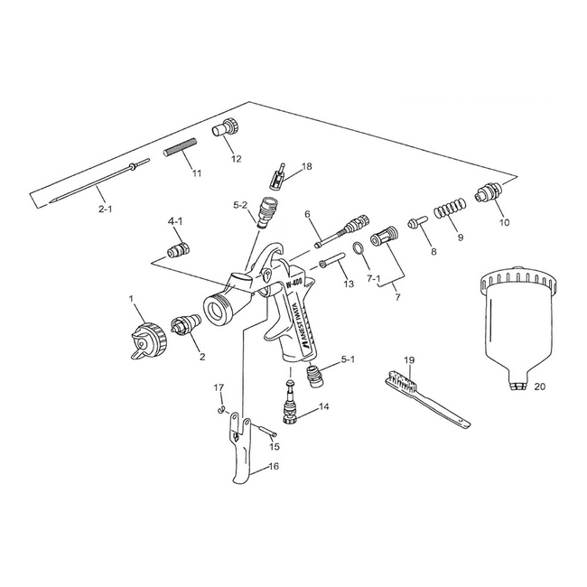Anest Iwata Needle Nozzle & LV2 Cap 1.3 mm Kit For W400 Spray Gun Service Repair