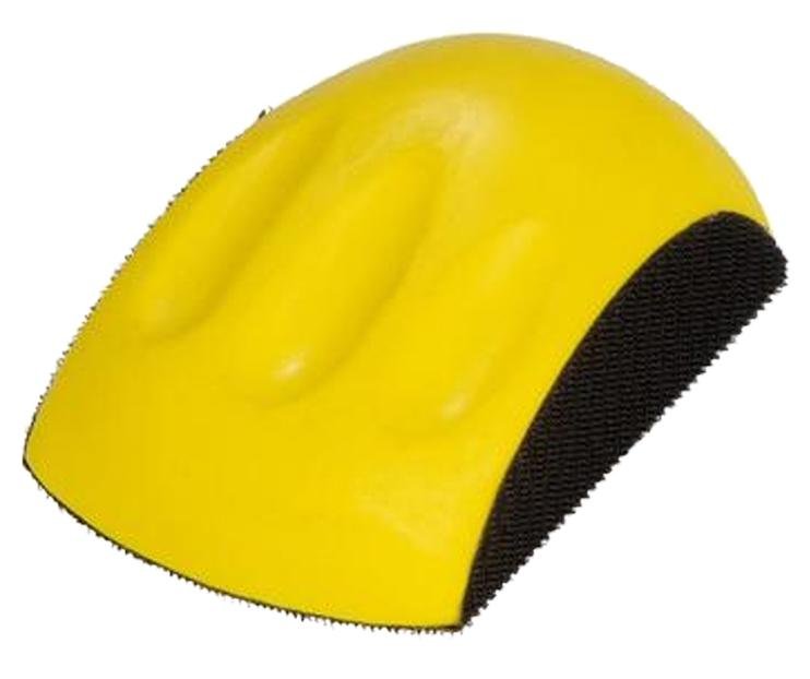 Hand Sanding Block 150mm x 90mm Yellow Ergonomic Hook and Loop Sand Paper