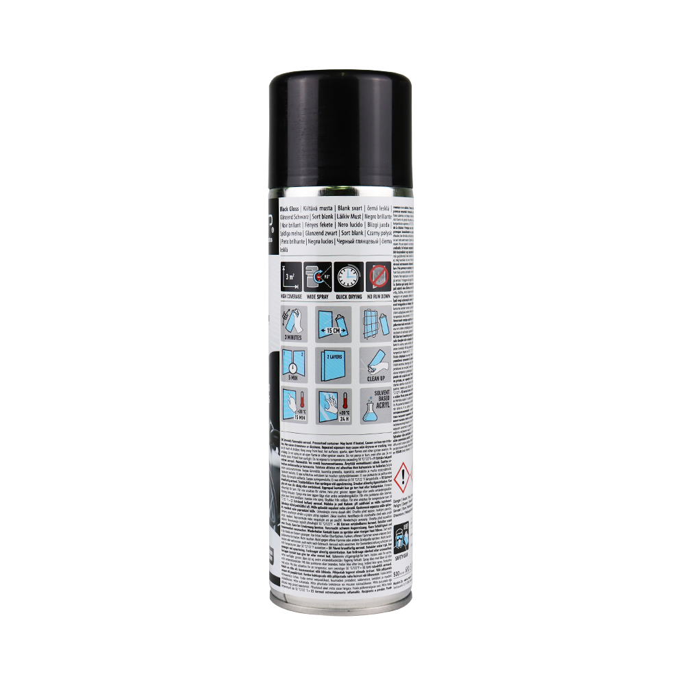 CAR-REP Professional Automotive Gloss Acrylic Aerosol 500ml Black x 3 Pack