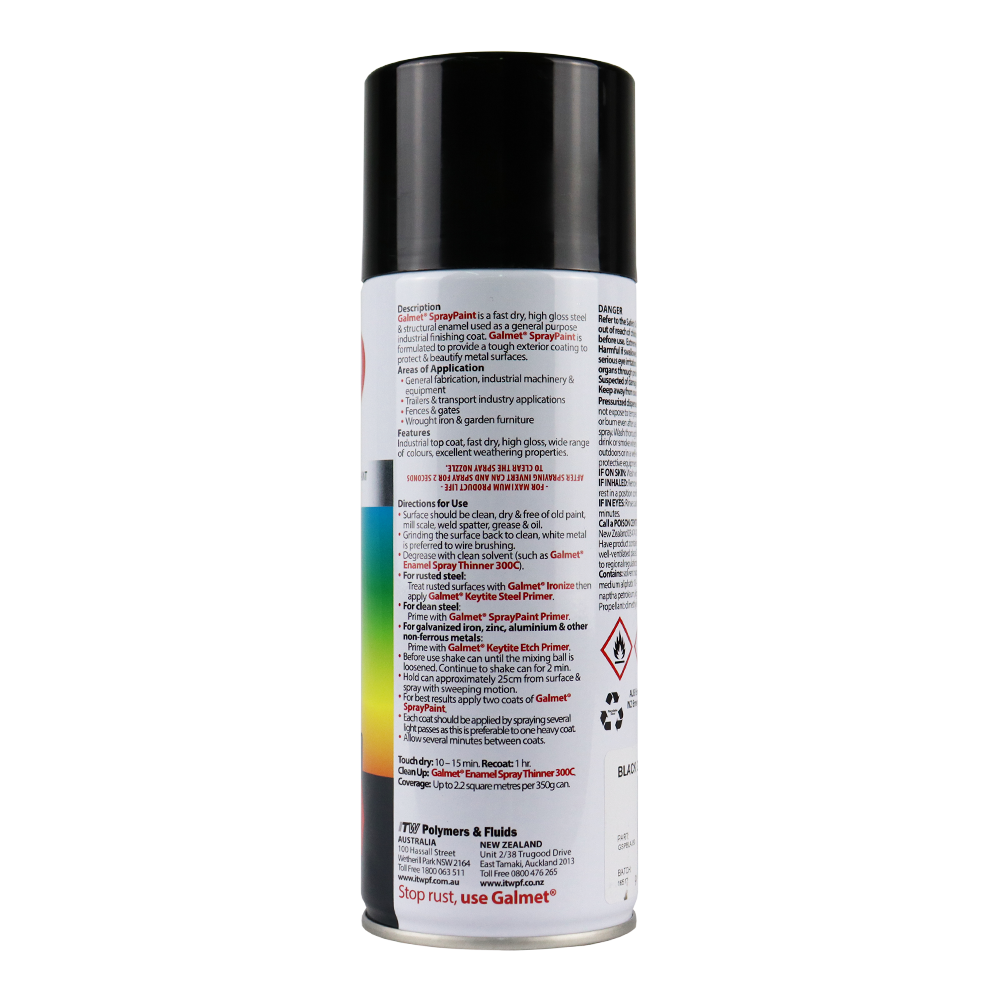Galmet® Quick Dry Enamel Topcoat 350g Matt Black