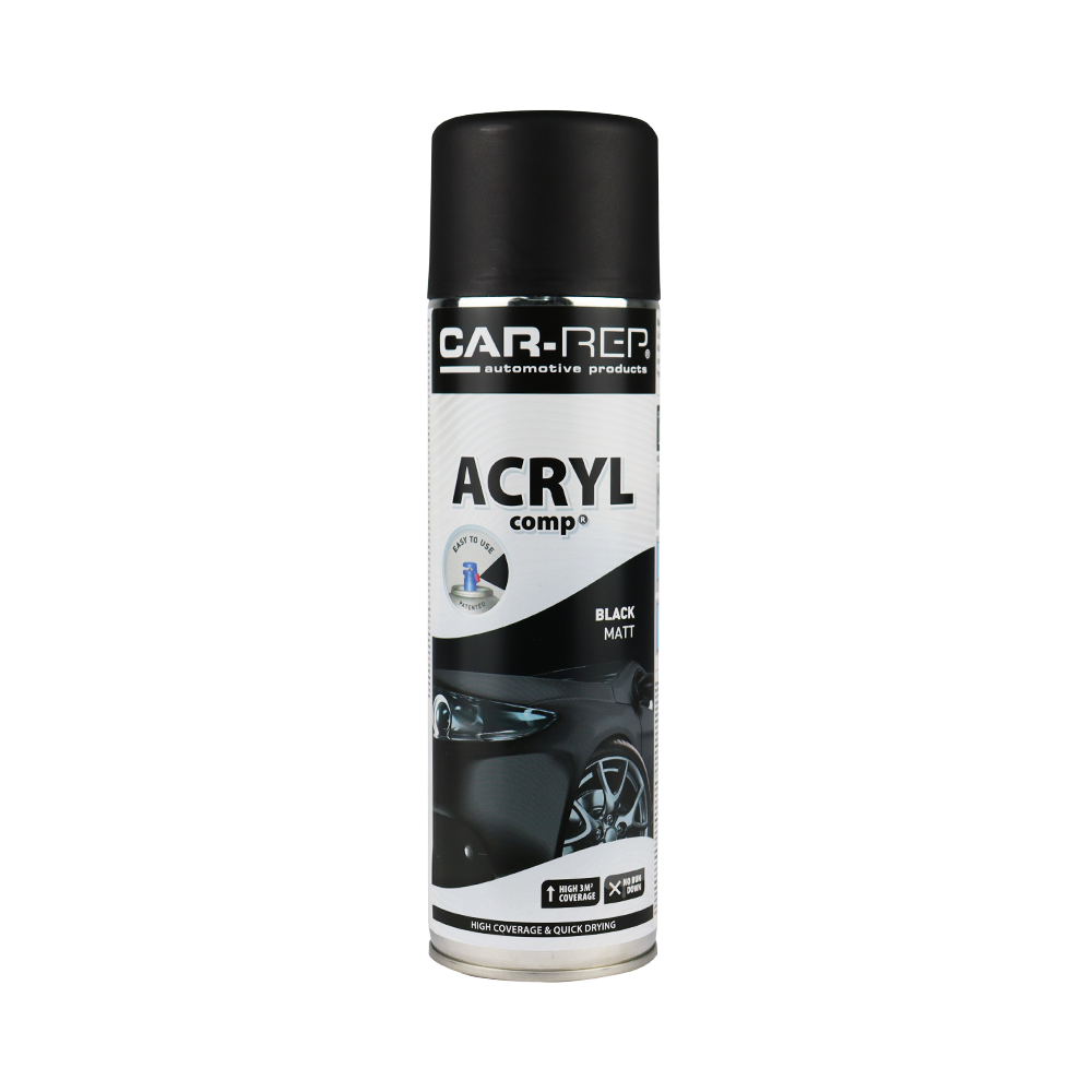 CARREP Professional Automotive Matt Acrylic Aerosol 500ml Black