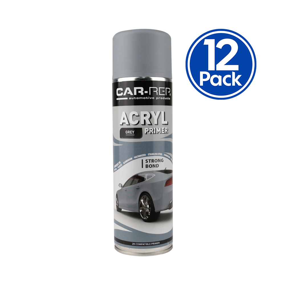 CARREP Acrylic Automotive Primer 500ml Grey x 12 Pack Wholesale