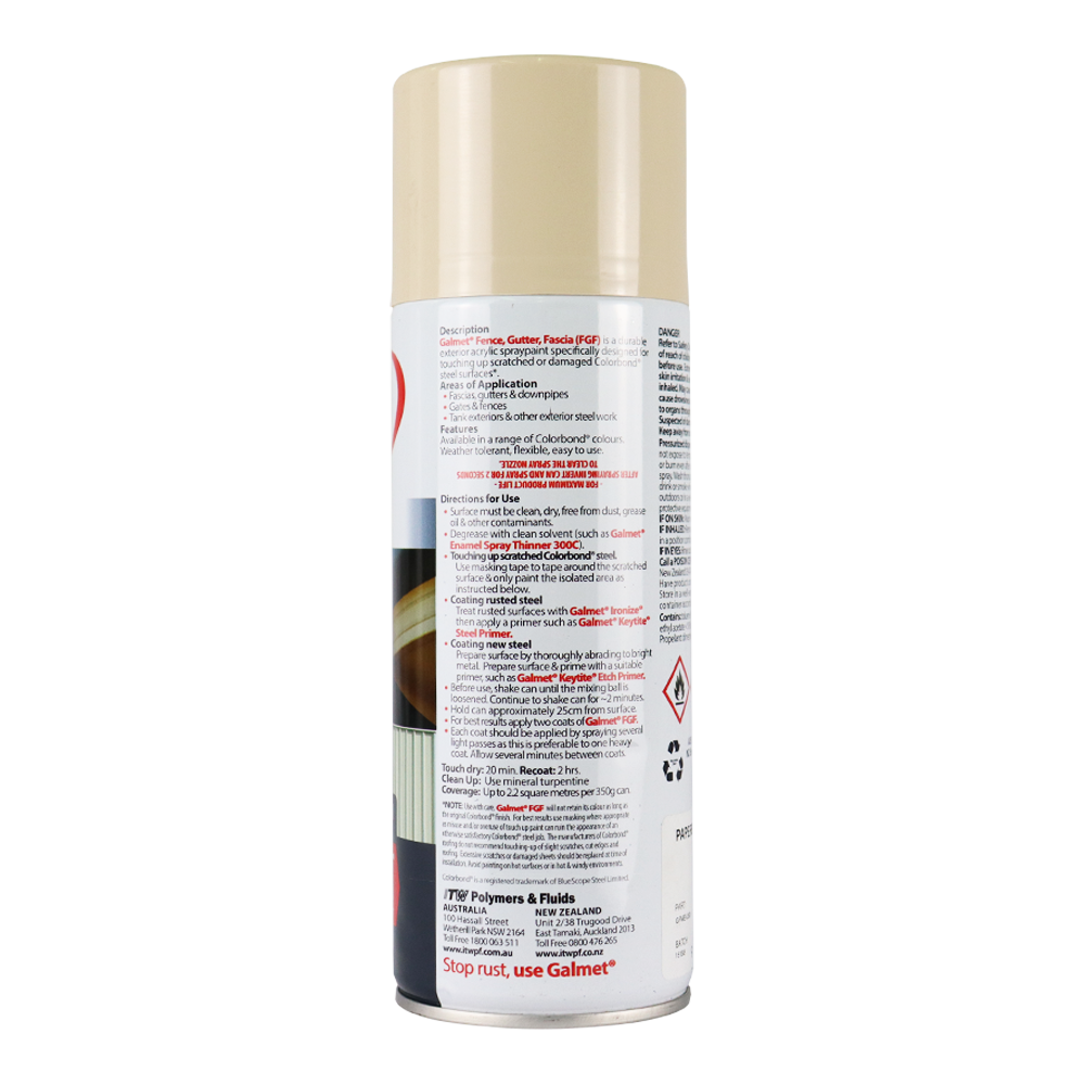 GALMET Fence Gutter Fascia FGF Colorbond 350g Spray Paint Aerosol Classic Cream
