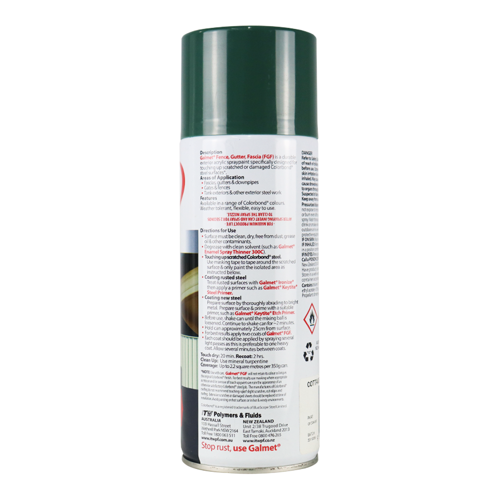 GALMET Fence Gutter Fascia FGF Colorbond 350g Spray Paint Aerosol Cottage Green