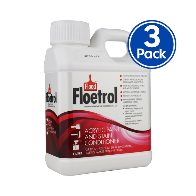Flood Floetrol Acrylic Stain Conditioner Painting Additive 1L x 3 Pack