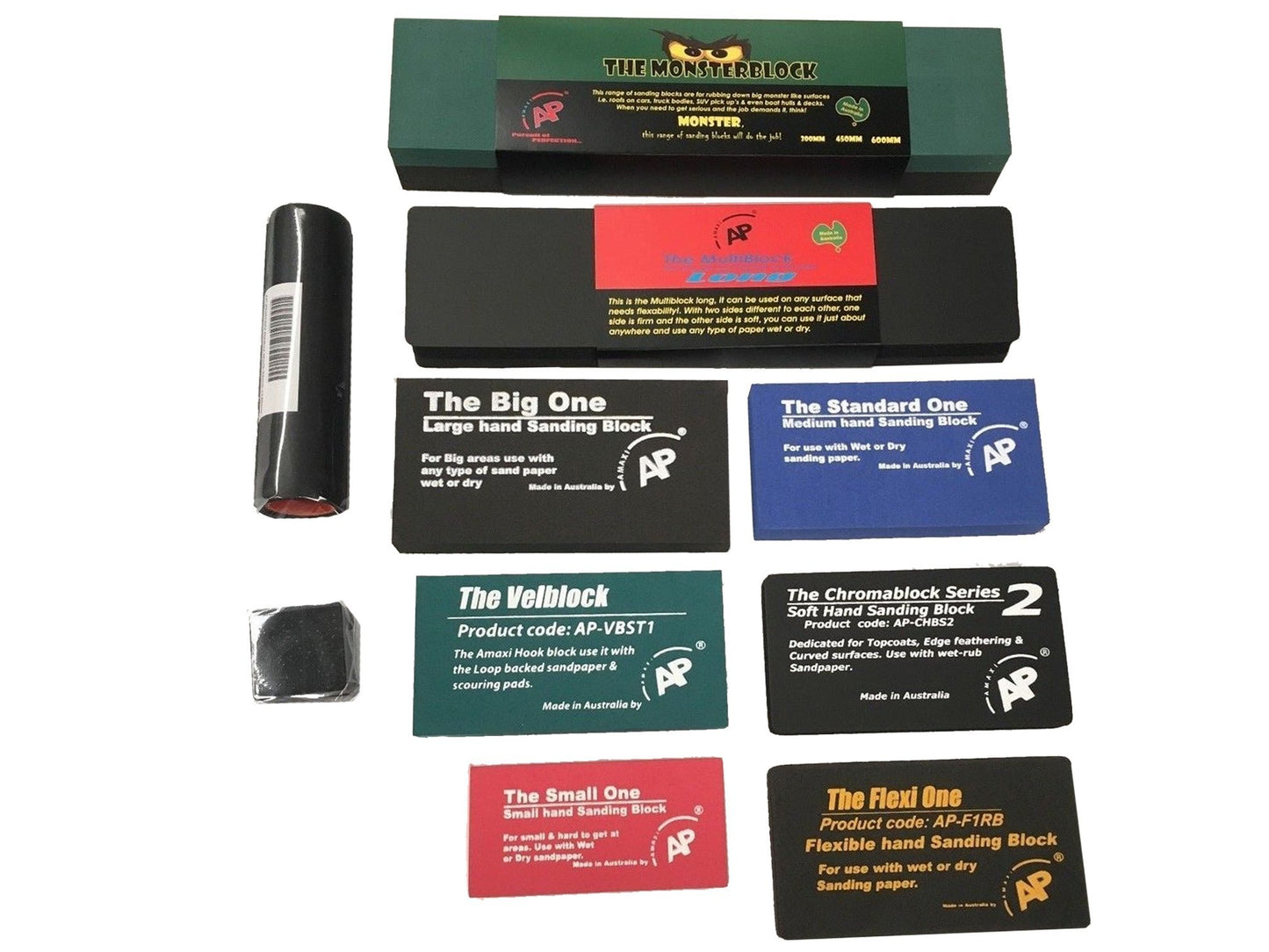 Amaxi Super Bundle Sanding Block Kit 10 Pieces With Radius Block