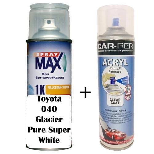 Auto Touch Up Paint for Toyota 040 Glacier Pure Super White Plus 1k Clear Coat