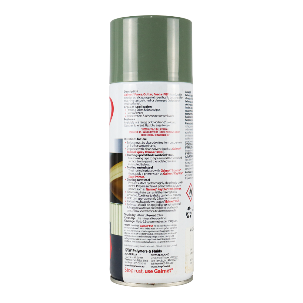 GALMET Fence Gutter Fascia FGF Colorbond 350g Spray Paint Aerosol Wilderness