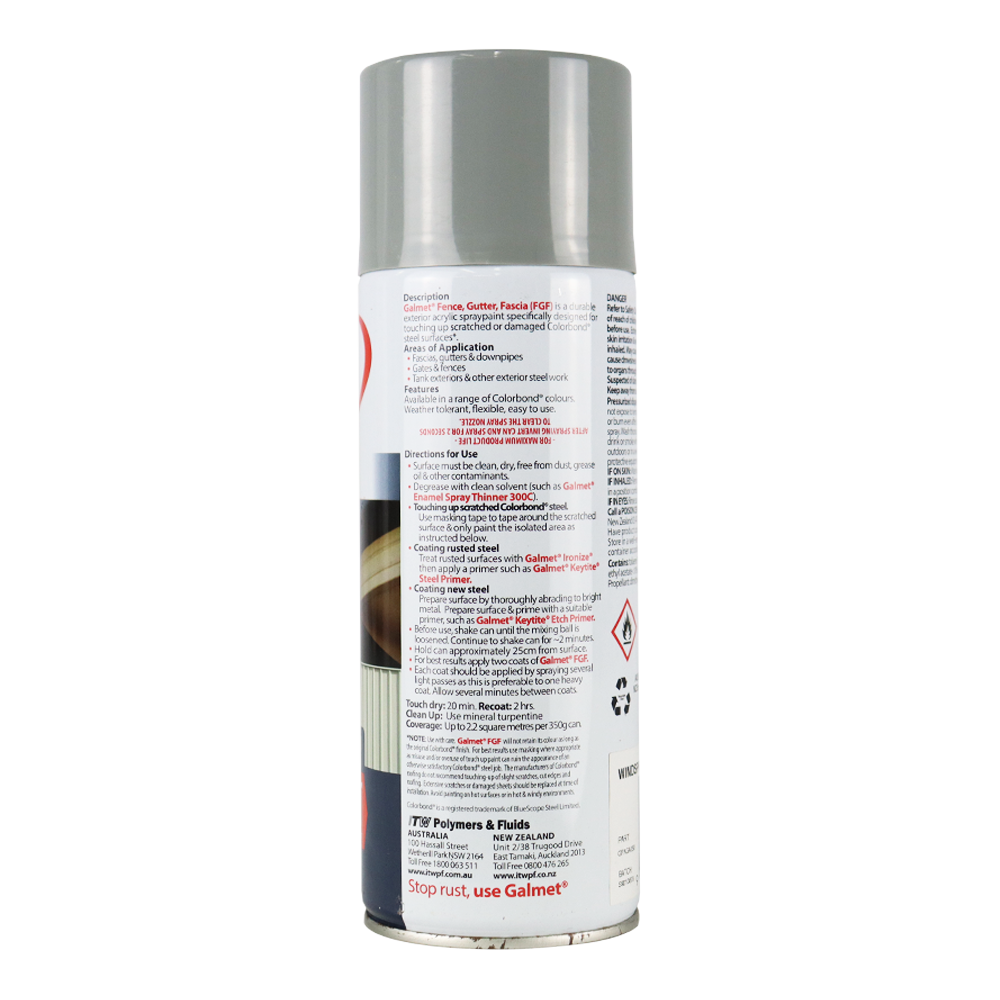 GALMET Fence Gutter Fascia FGF Colorbond 350g Spray Paint Aerosol Windspray