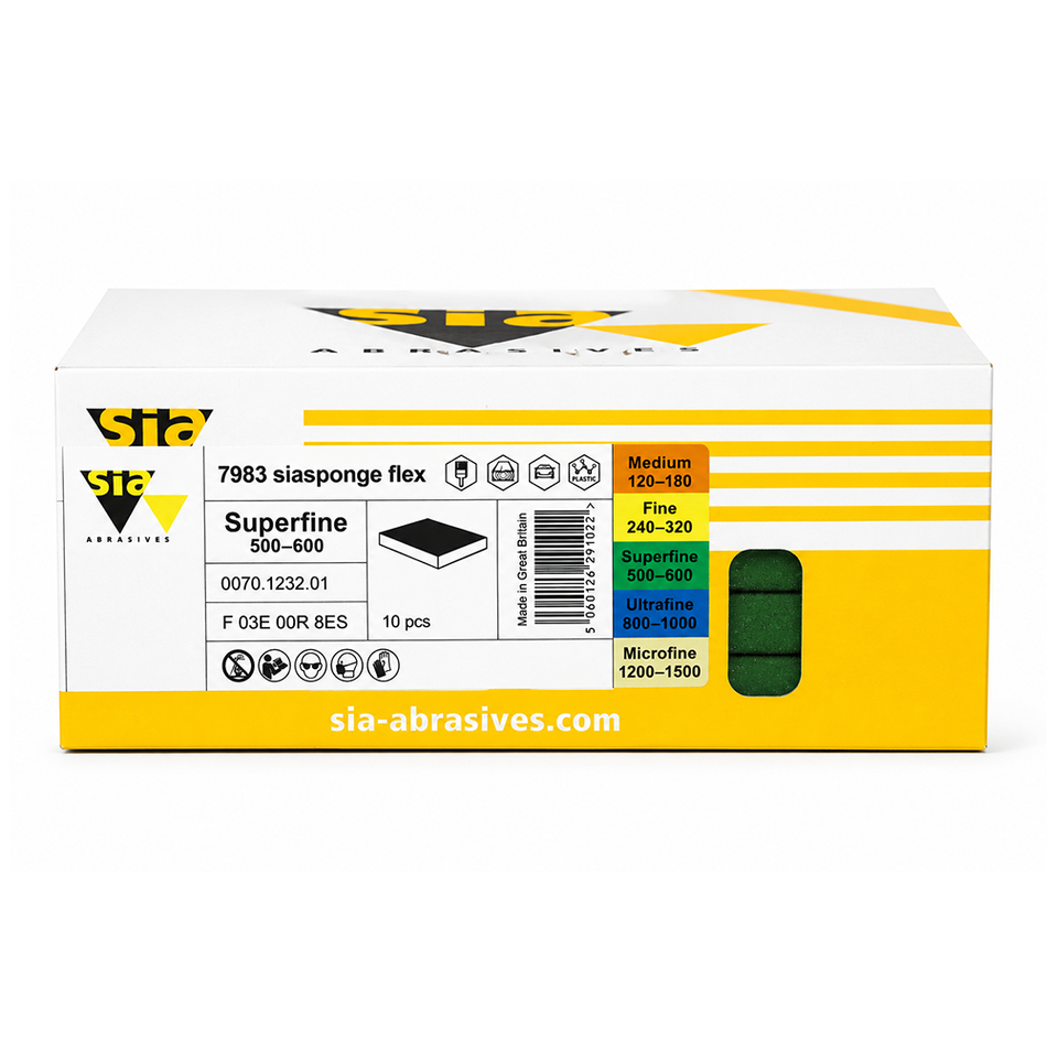 SIA 7983 Siasponge Flex Foam Sanding Pad Super Fine Green 98x120x13mm 10 Pack