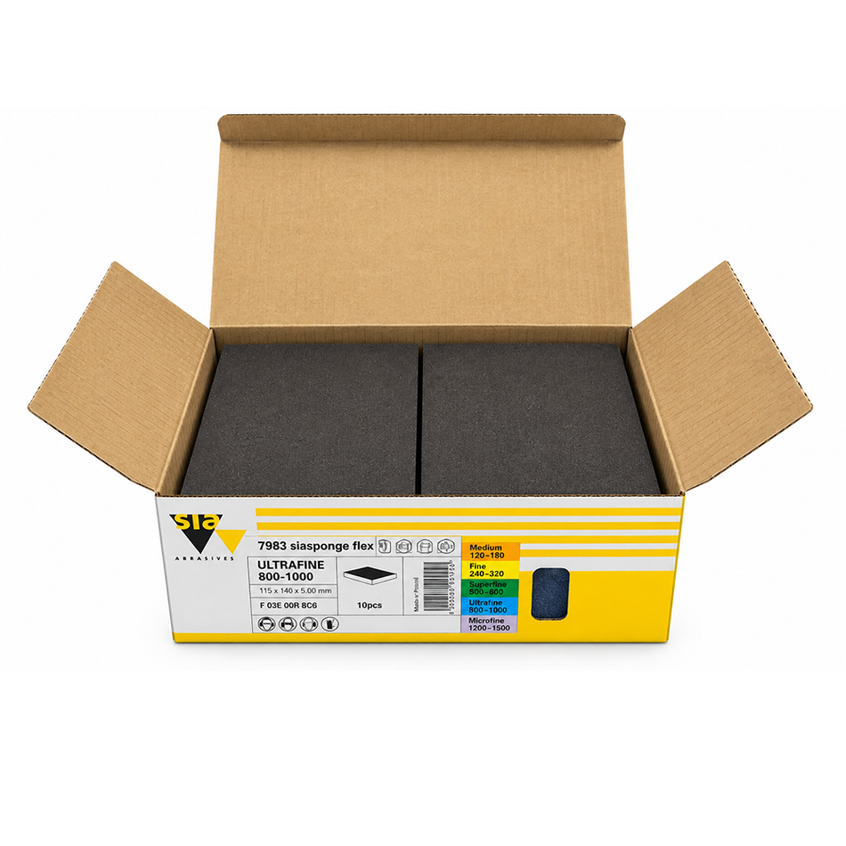 SIA 7983 siasponge Flex Ultra Fine Blue Sanding Pad 98mm x 120mm 20 Pack