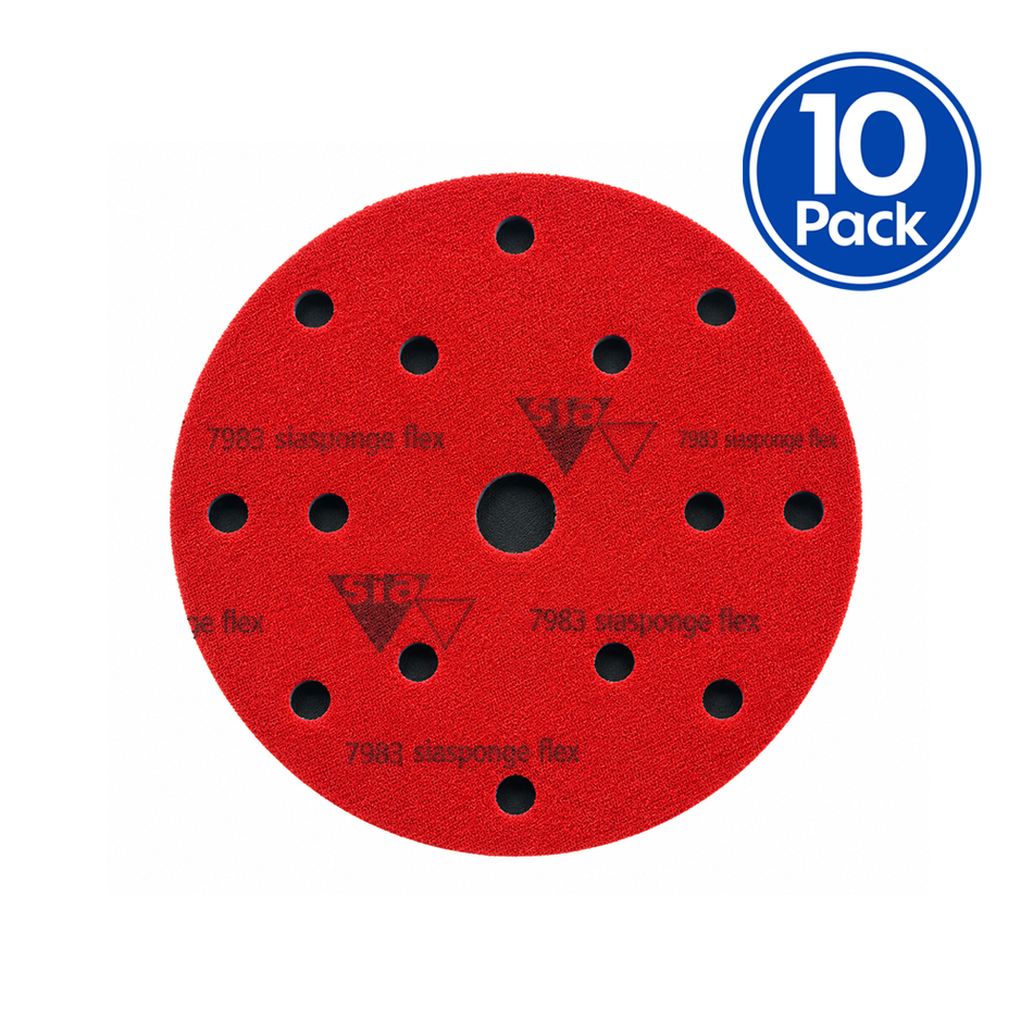 SIA 7983 siasponge Flex Ultra Fine Blue Sanding Disc 150mm x 13mm 15 Hole 10 Pack