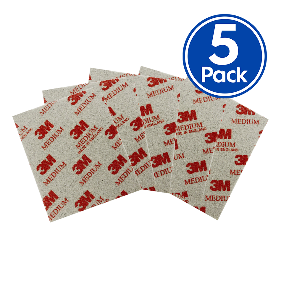 3M Softback Wet Or Dry Sanding Sponge Medium 115mm x 140mm 03808 x 5 Pack