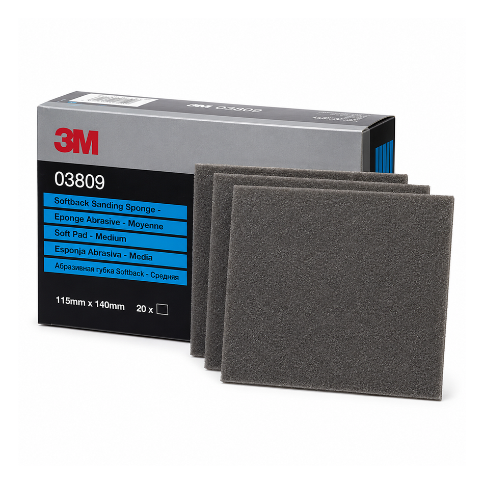 3M Softback Wet Or Dry Sanding Sponge Fine 115mm x 140mm 03809 x 20 Pack