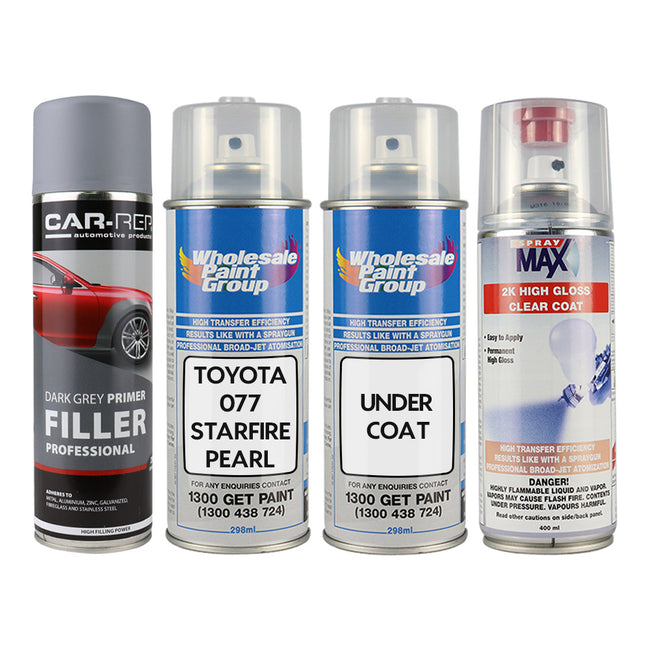 Auto Car Touch Up Spray Paint for Toyota 077 Starfire Pearl Plus 2K Clear Coat & Primer
