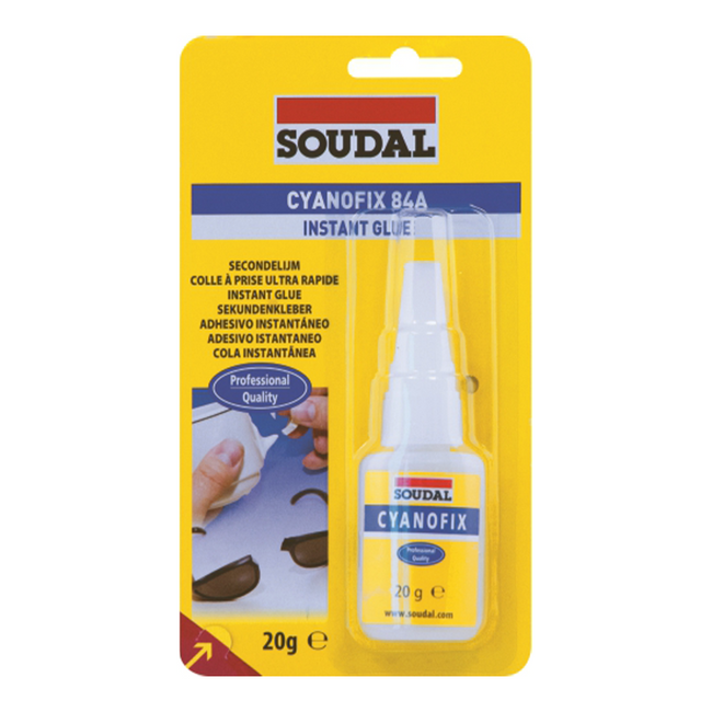 SOUDAL Cyanofix 84A Super Fast Solvent Free Instant Glue 20g Tube