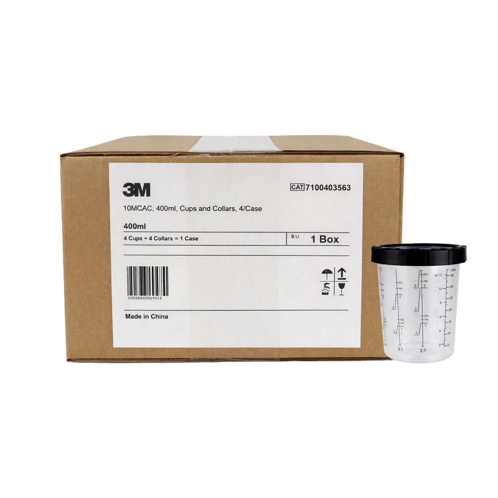 3M PPS Paint Cup Kit And Collar 400ml Box Of 4 Midi Disposable Spray System