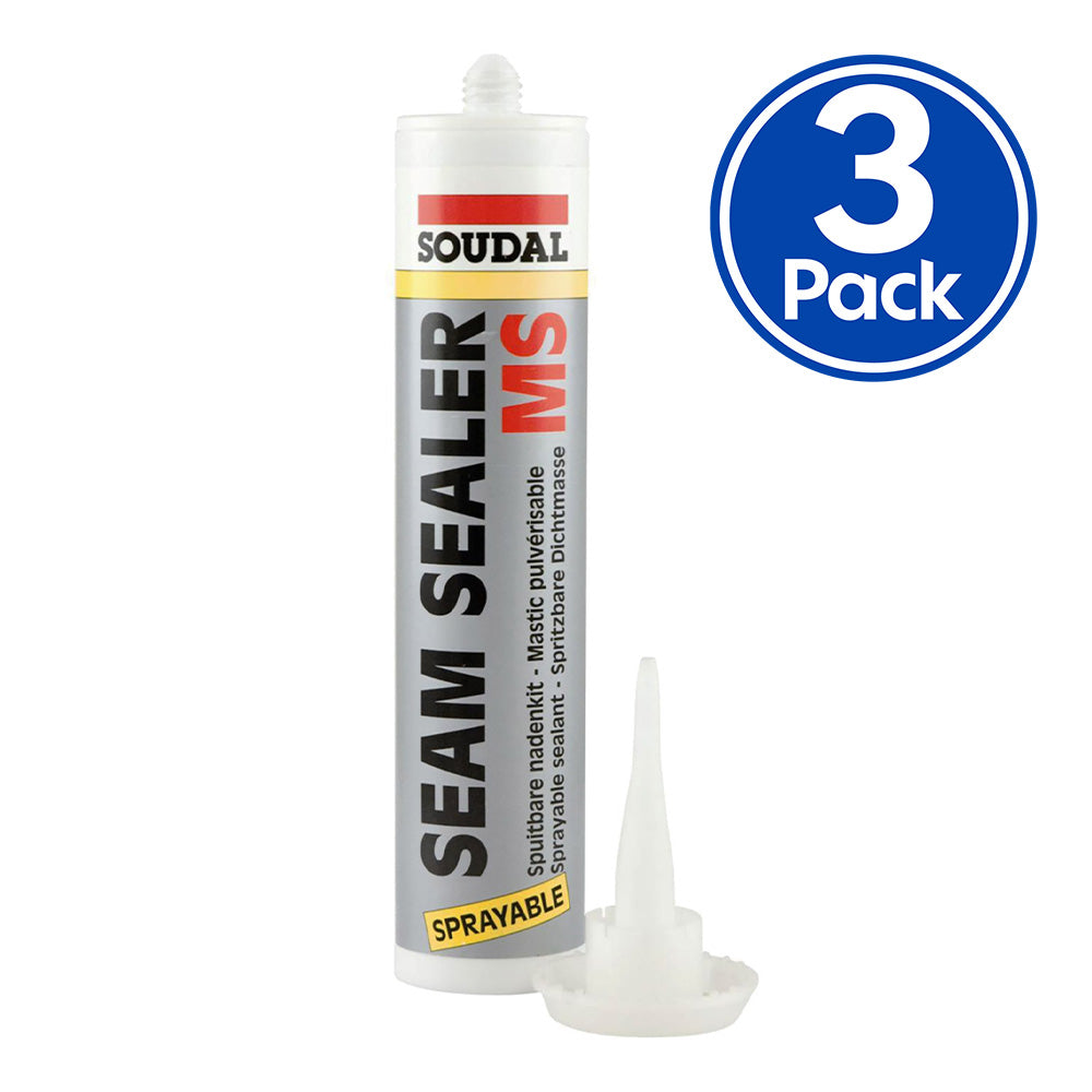 SOUDAL Automotive MS Seam Sealer Grey 290ml Sprayable Paintable x 3 Pack