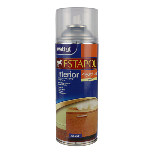 WATTYL Estapol Interior Polyurethane Aerosol 300gm Matt Clear Timber Finish