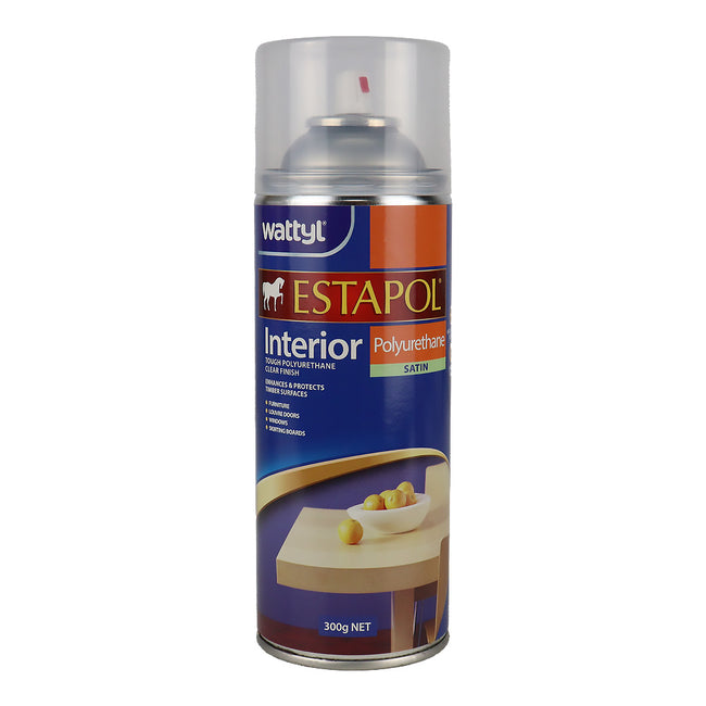 WATTYL Estapol Interior Polyurethane Aerosol 300gm Satin Clear Timber Finish