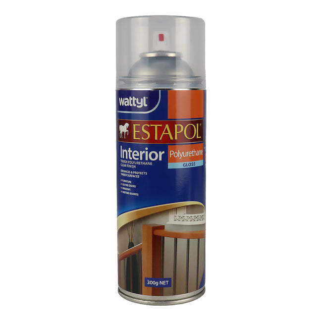 WATTYL Estapol Interior Polyurethane Aerosol 300gm Gloss Clear Timber Finish