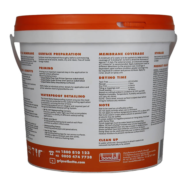 GRIPSET BETTA Under Tile Membrane 4L Waterproofing Membrane