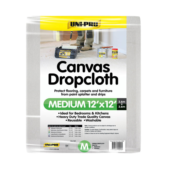 UNi-PRO Heavy Duty Canvas Dropcloth 12x12ft Paint Protection Sheet