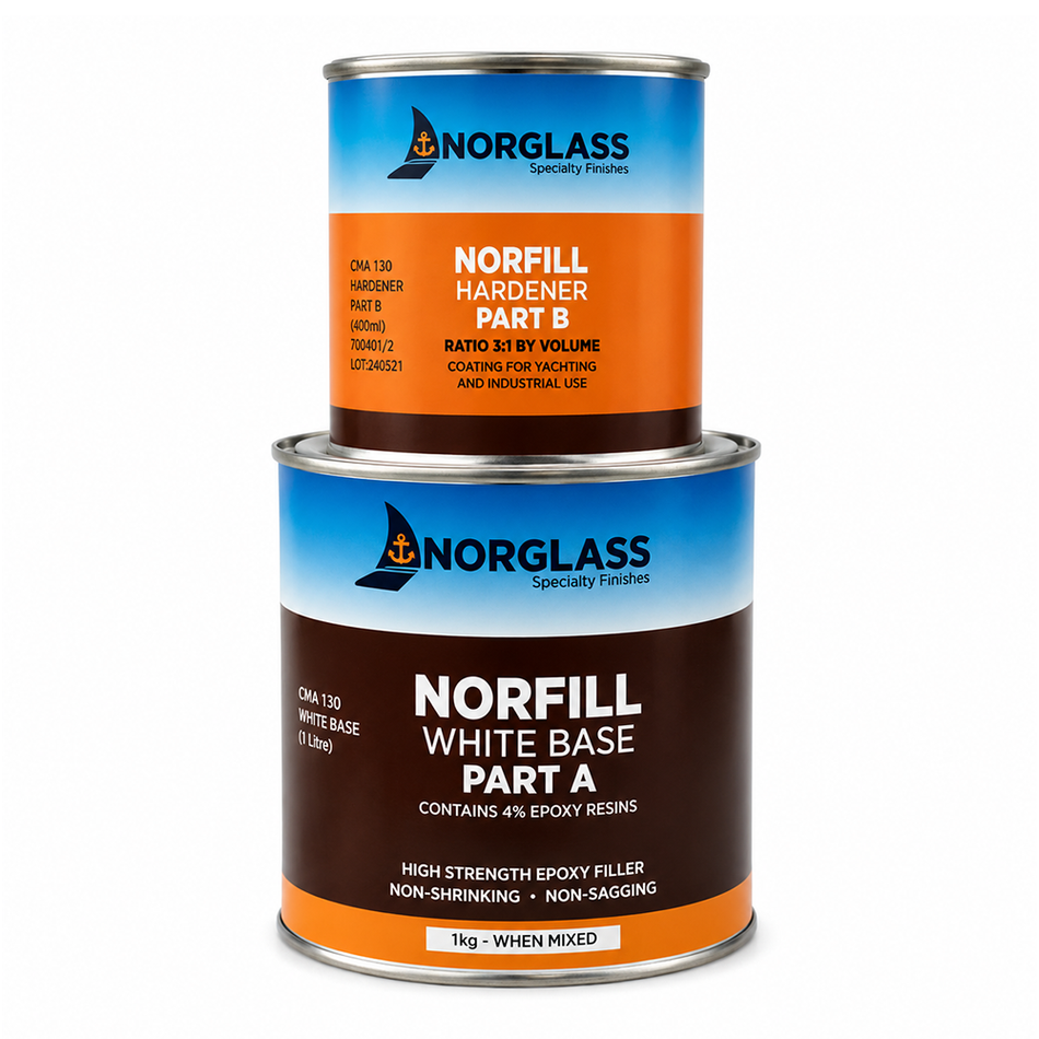 NORGLASS Norfill Epoxy Filler White 1kg Kit Marine Epoxy Filler