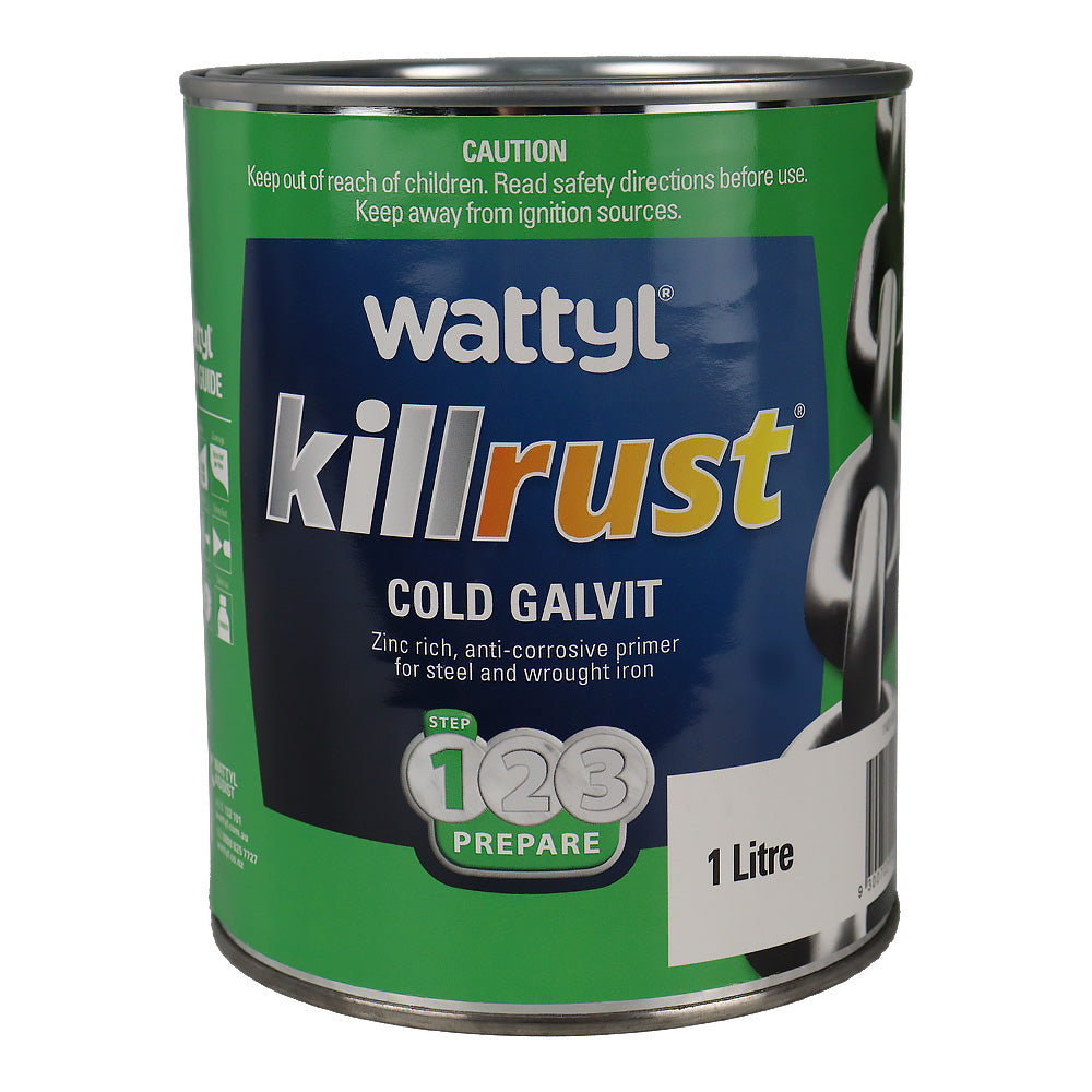 WATTYL Killrust Cold Galvit 1L Zinc-Rich Epoxy Primer Rust Protection ...