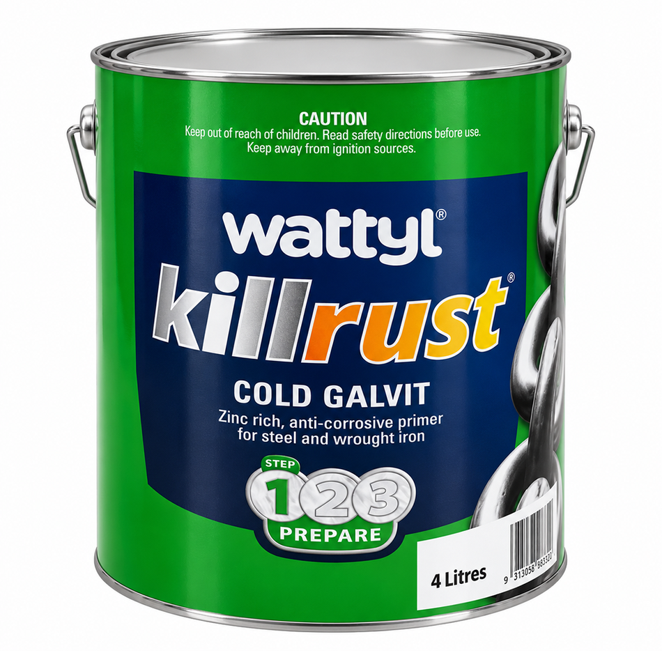 WATTYL Killrust Cold Galvit Zinc Rich Cold Galvanising Paint Silver Grey 4L